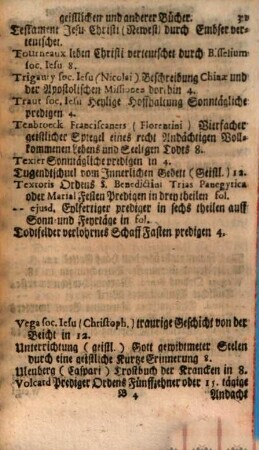 Catalogus Oder Verzeichnuß Verschiedener Teutschen Geistlichen und andere Bücher