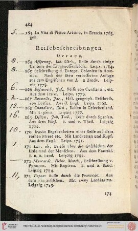Reisebeschreibungen (Nr. 164-176)