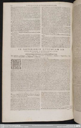 In Posteriorem Epistolam Ad Corinthios Catholica Expositio Ecclesiastica