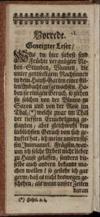 Vorrede. Geneigter Leser.