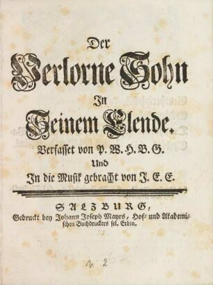 Der verlorne Sohn Jn Seinem Elende