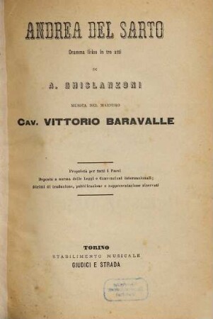 Andrea DelSarto : dramma lirico in tre atti