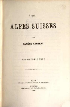 Les Alpes suisses, 1