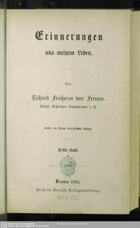 1: Erinnerungen aus meinem Leben