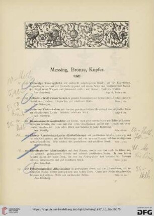 Messing, Bronze, Kupfer (Nr. 252-279)