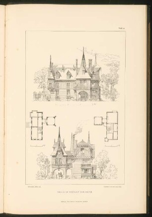 Villa, Neuilly sur Seine: Grundrisse und Ansichten (aus: Stadt- und Landhäuser, hrsg. von Ernst Wasmuth, Berlin 1894)