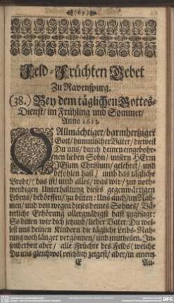 Feld-Früchten Gebet