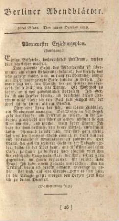 26tes Blatt. Den 30ten October 1810.