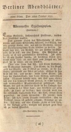 26tes Blatt. Den 30ten October 1810.