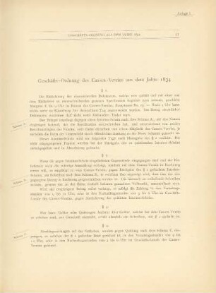 Anlage I. Geschäfts-Ordnung aus dem Jahre 1834