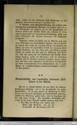 §. 2. Straßenpflaster von regelmäßig behauenen Feldsteinen in der Marsch