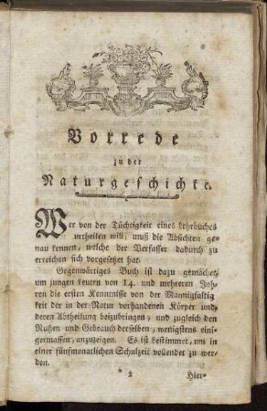 Vorrede zu der Naturgeschichte.