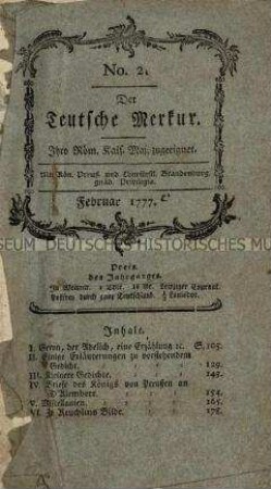 Der Deutsche Merkur, Jg. 1777 (Februar, März, Mai, Juni)
