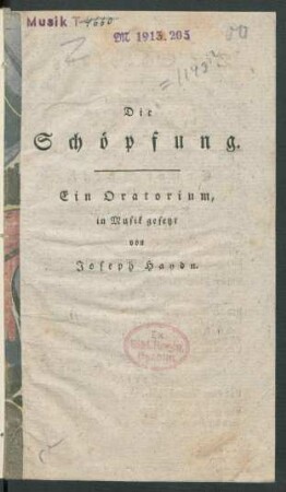 Die Schöpfung : Ein Oratorium