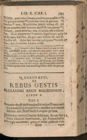 Q. Curtii Rufi, De Rebus Gestus Alexandri Regis Macedonum, Liber X.