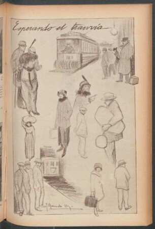 Esperando el tranvía - [Dibujo]