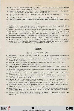 Plastik, Kleinplastik, Hausrat und Zierstücke in Holz (Nr. 452-496)