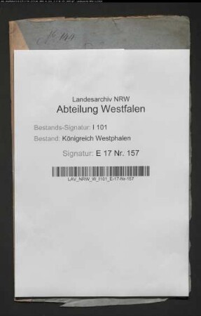 Angelegenheit des Paderborner Domkapitulars von. Elmendorf