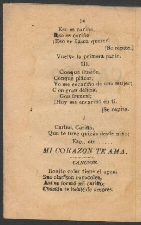 Mi corazón te ama. : Canción.