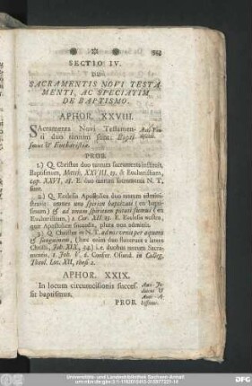 Sectio IV. De Sacramentis Novi Testamenti, Ac Speciatim De Baptismo.