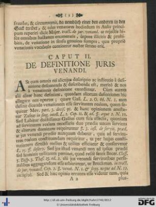 Caput II. De Definitione Juris Venandi.