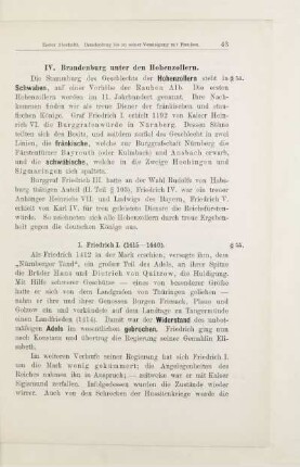 IV. Brandenburg unter den Hohenzollern
