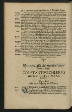 Der viertzigste und einenviertzigste Römische Keyser Constantius Chlerus unnd Galerius Maximinus.