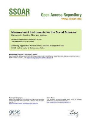 Measurement Instruments for the Social Sciences