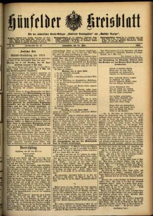 Ausgabe vom Samstag, den 24. Mai 1913.