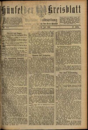 Ausgabe vom Freitag, den 28. Juli 1922.