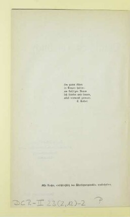 [Gedicht von E. Geibel]