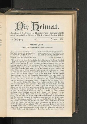 14. Jahrgang. No. 1. Januar 1904.