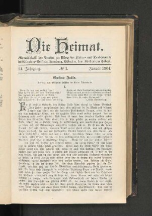 14. Jahrgang. No. 1. Januar 1904.