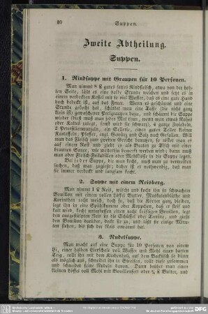 Zweite Abtheilung. Suppen