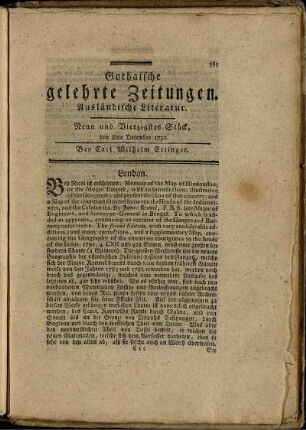 Neun und Vierzigstes Stück, den 8ten December 1792.