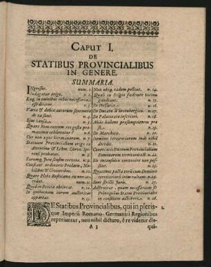 Caput I. De Statibus Provincialibus In Genere.