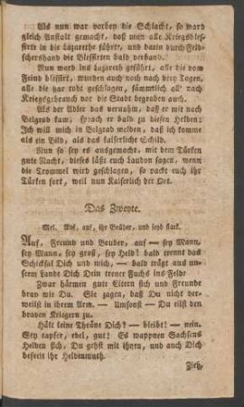 Das Zweyte. Mel. Auf, auf, ihr Brüder, und seyd stark.