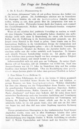 Zur Frage der Berufsschulung