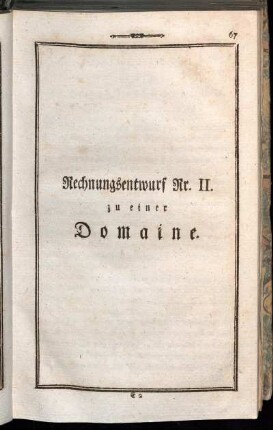 Rechnungsentwurf Nr. II. zu einer Domaine.