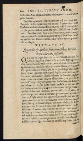 Titulus XV. Quando, et quibus solennitatibus res Ecclesiae alienari poßunt.