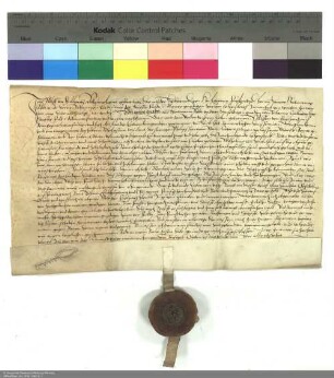 Revers Wolfs von Fulbach bezüglich der Belehnung mit einem Hof in Rannungen durch Hartmann [Burggraf von Kirchberg], Abt von Fulda und Johann [II. von Henneberg], Coadiutor