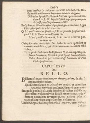 Caput XXVII. De Bello.