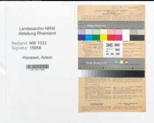 Entnazifizierung Anton Hanssen , geb. 26.08.1884 (Polizeibeamter)