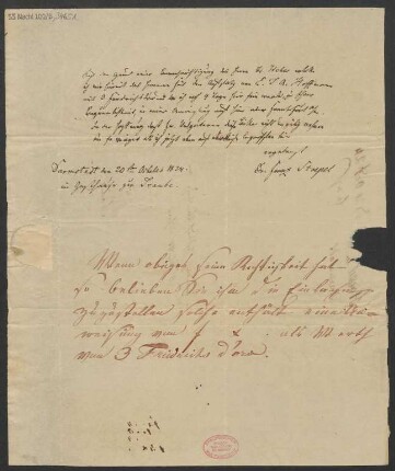 Brief an B. Schott's Söhne : 20.10.1824