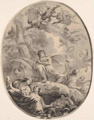 Apollo unter den Musen im Parnass