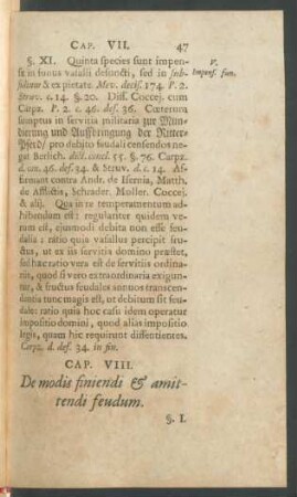 Cap. VIII. De modis finiendi & amittendi feudum