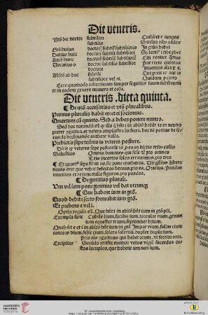 Die veneris. dieta quinta
