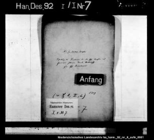 Bestellung des Sekretärs bei der Geheimen Kanzlei in Hannover Johann Ernst Hattorf zum Geheimen Sekretärs (Secretarius) anstelle des verstorbenen Geheimen Sekretärs Jahns