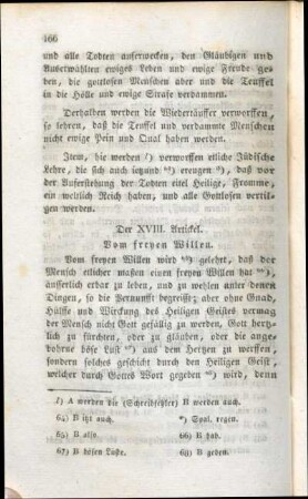 Der XVIII. Artickel. Vom freyen Willen.