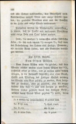Der XVIII. Artickel. Vom freyen Willen.